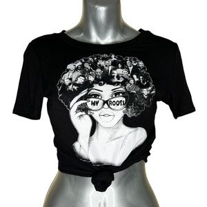 Black History Month - Black Women “Stick To Your Roots” Black Crop Top SMALL